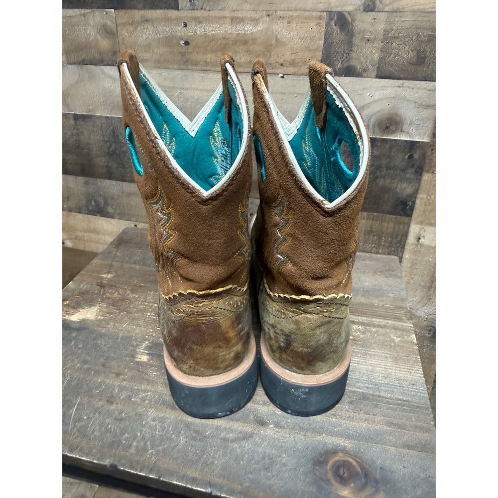 Ariat Fatbaby Western Boots Brown Leather Turquoise Embroidery Womens 8.5 B - Picture 2 of 6
